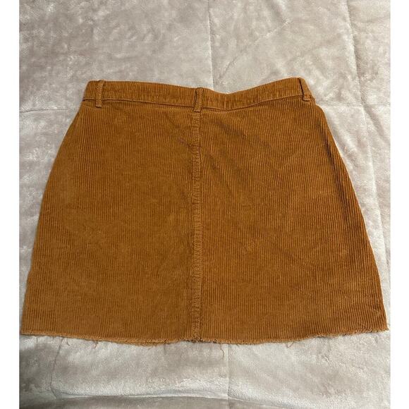Denim Co. Corduroy Mini Skirt Size 8 Raw Hem Brown Fall NWOT - Picture 2 of 5